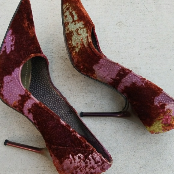 Rene Caovilla velvet silk pumps high heels shoes - Picture 5 of 7